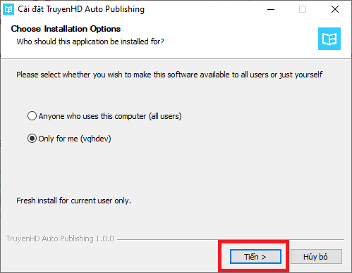 Bước 1 - Nút Cài đặt